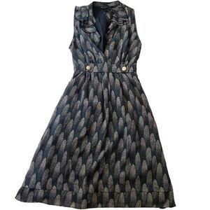 I Heart Ronson Dark Blackish Blue Sleeveless Cocktail Dress with Gold Fasteners